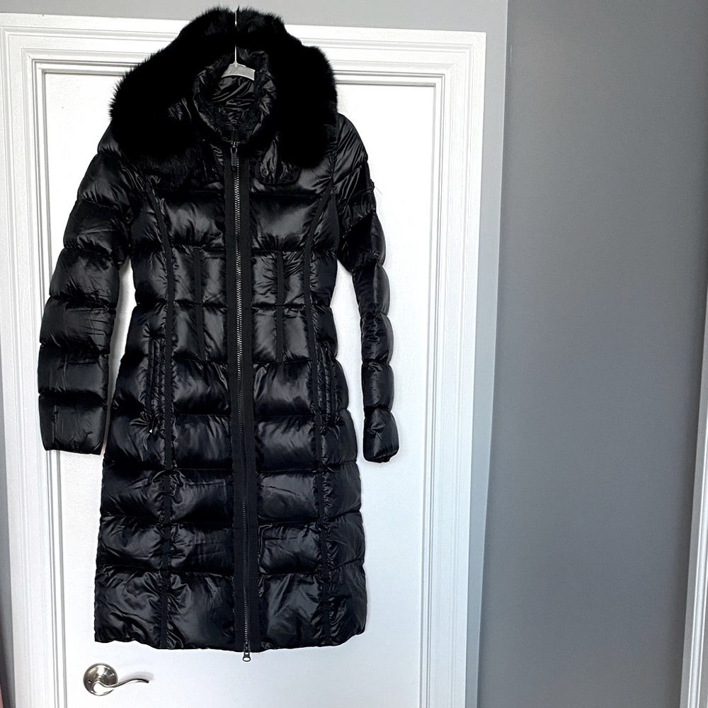 bcbgmaxazria, Elegant Black Long Puffer Coat, black , XS , EUC